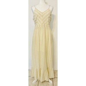 HYFVE Women Size L Striped Ruffle Hem Sleeveless Maxi Dress Cottage Boho
